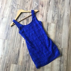 Blue lace body con style mini dress